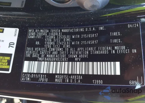 2024 Toyota Corolla Cross Hybrid Se from USA, damaged, VIN 7MUFBABG0RV033892